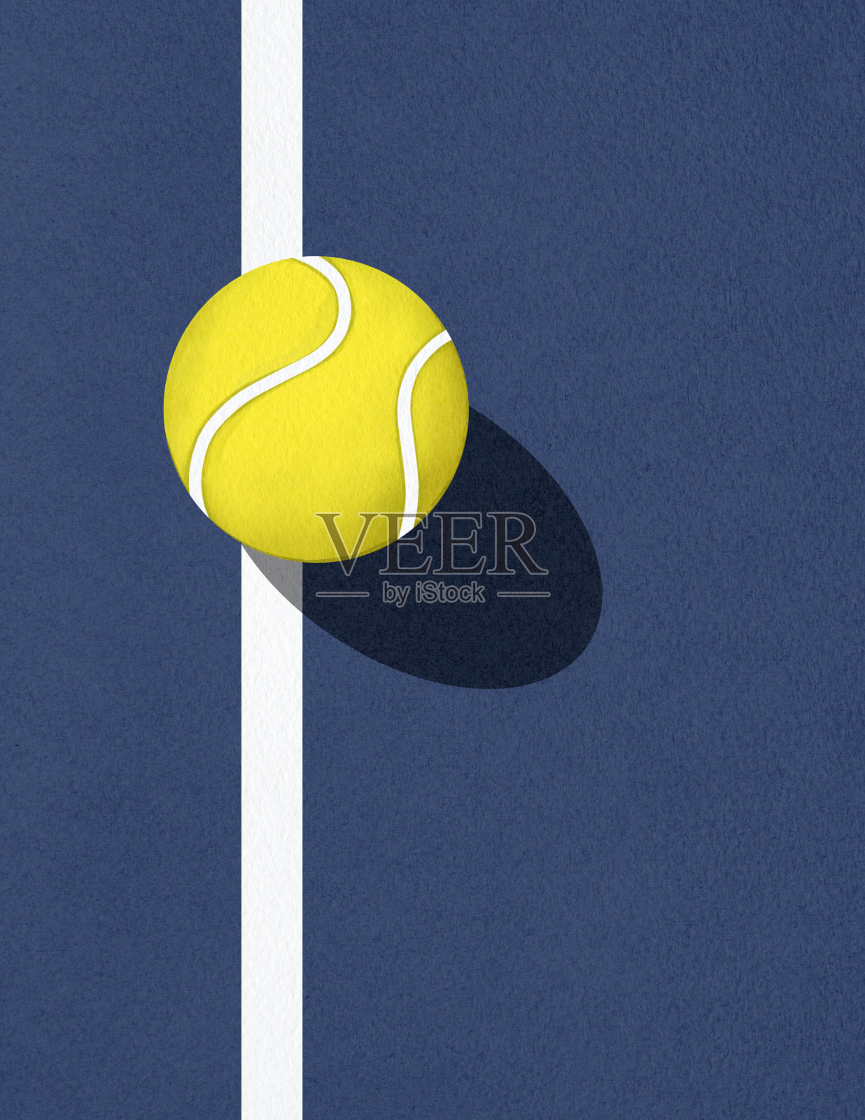 蓝色球场上的网球或板球横幅。积极运动休闲,健康生活方式插画图片素材