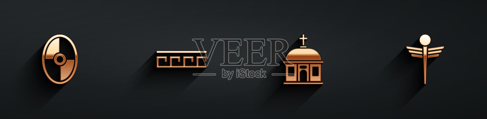 设希腊盾古图案圣托里尼图标素材