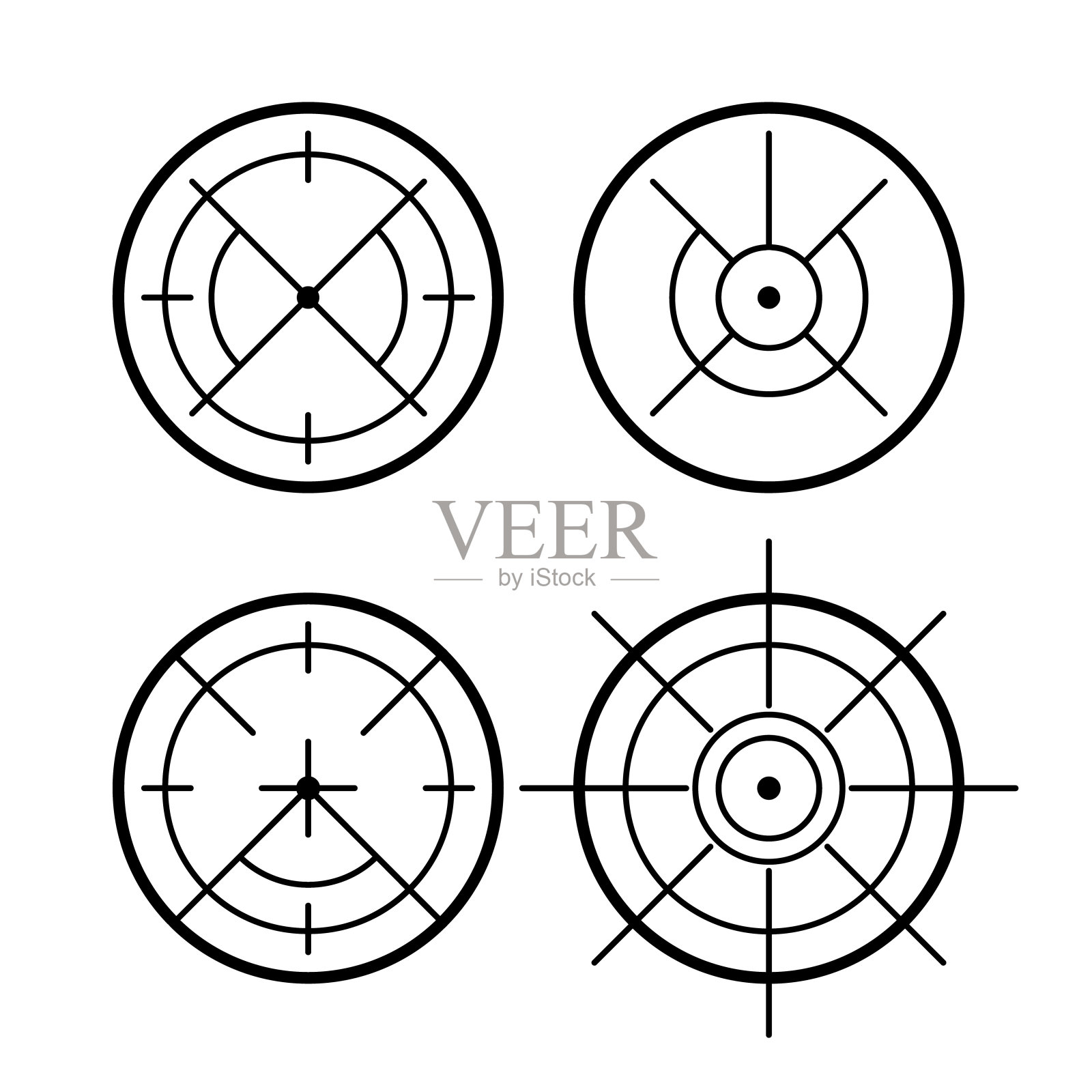 一组目标矢量图标为web。插画图片素材
