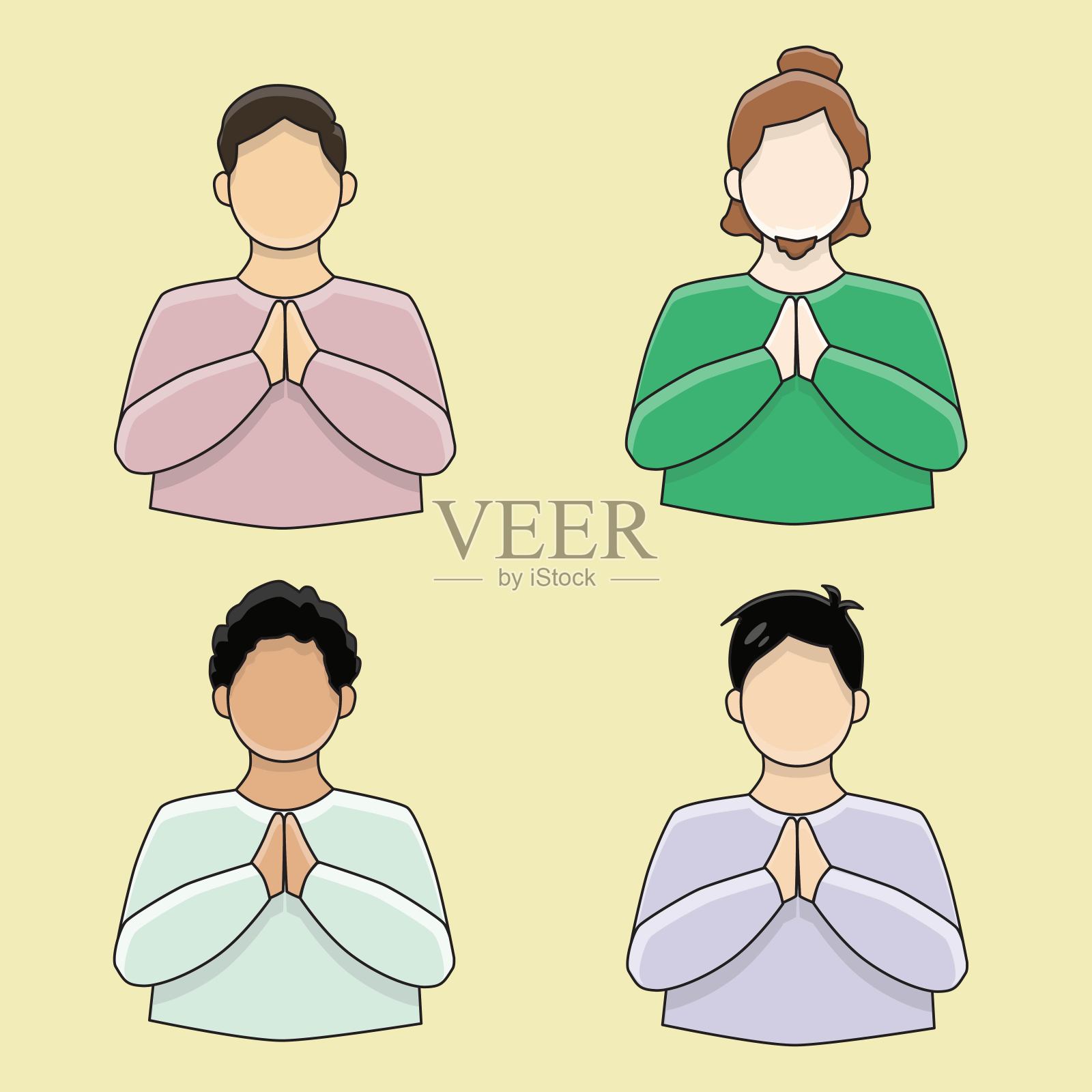 矢量插图的男孩欢迎客人插画图片素材