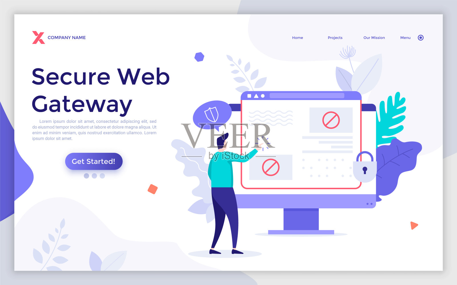 矢量登陆页与字符插画图片素材