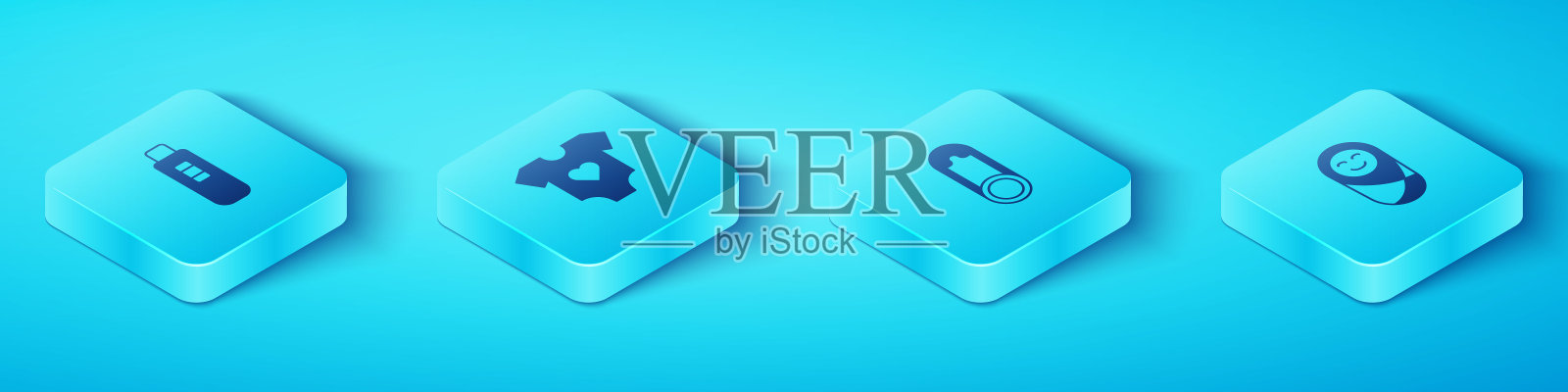 设置等长妊娠试验,婴儿服装,新生儿婴儿襁褓和别针图标。向量插画图片素材