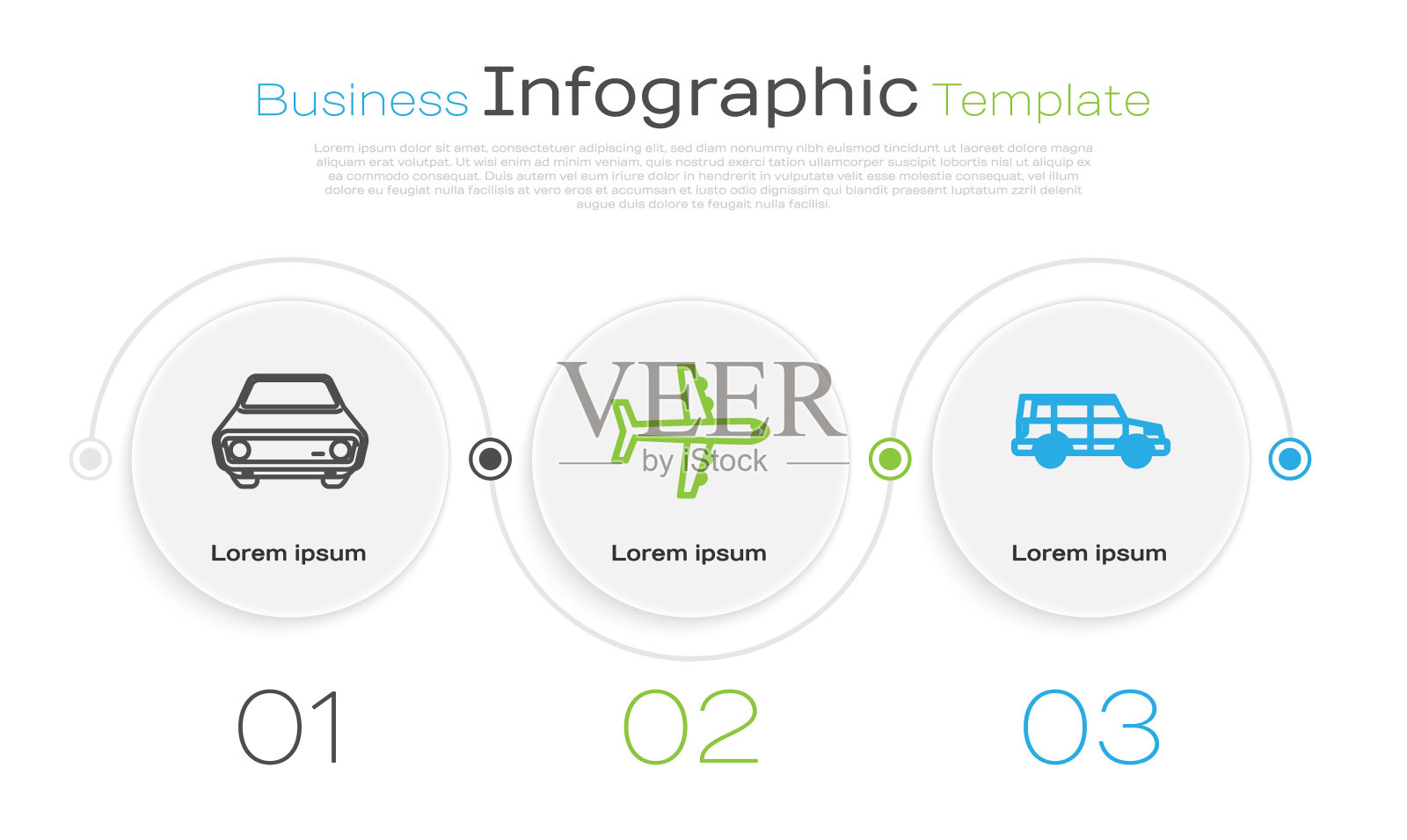 集汽车,飞机和越野车。业务信息图表模板。向量设计模板素材