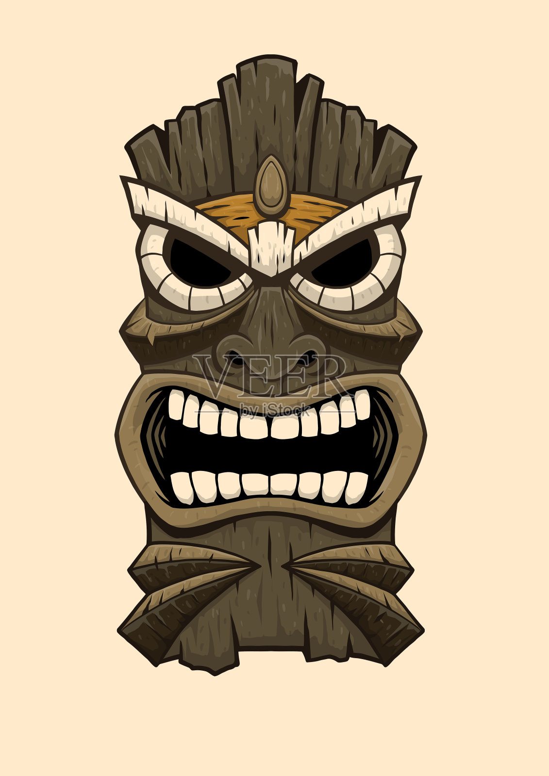 提基面具木制复古插画图片素材