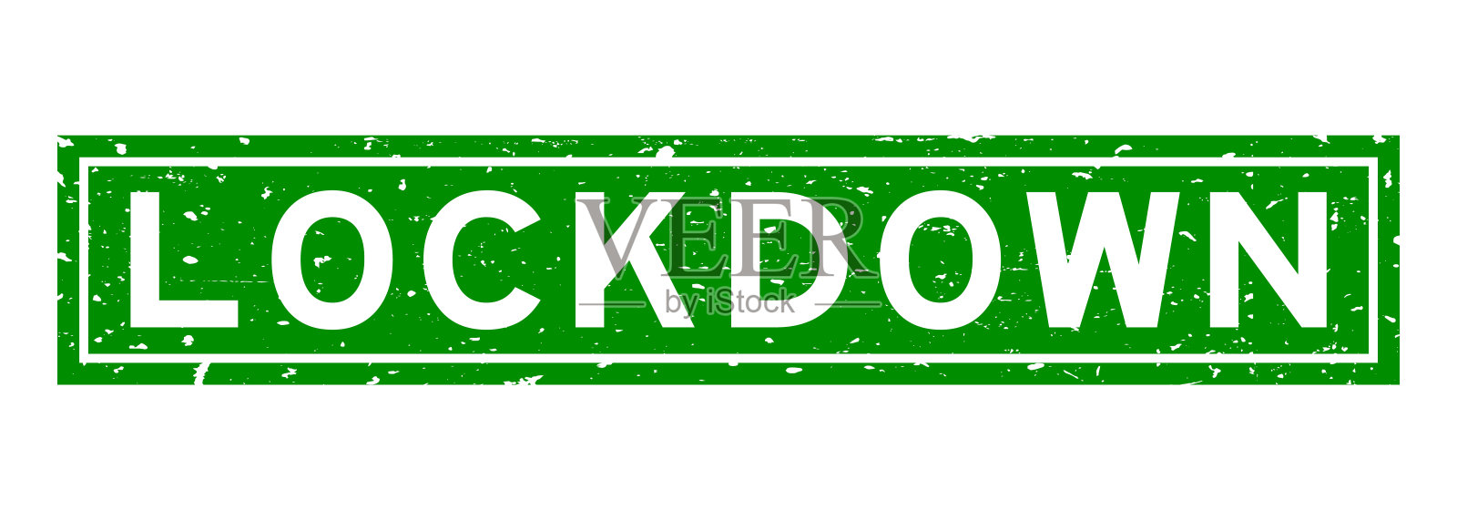 grunge风格绿色锁定字方橡胶密封印章在白色背景插画图片素材