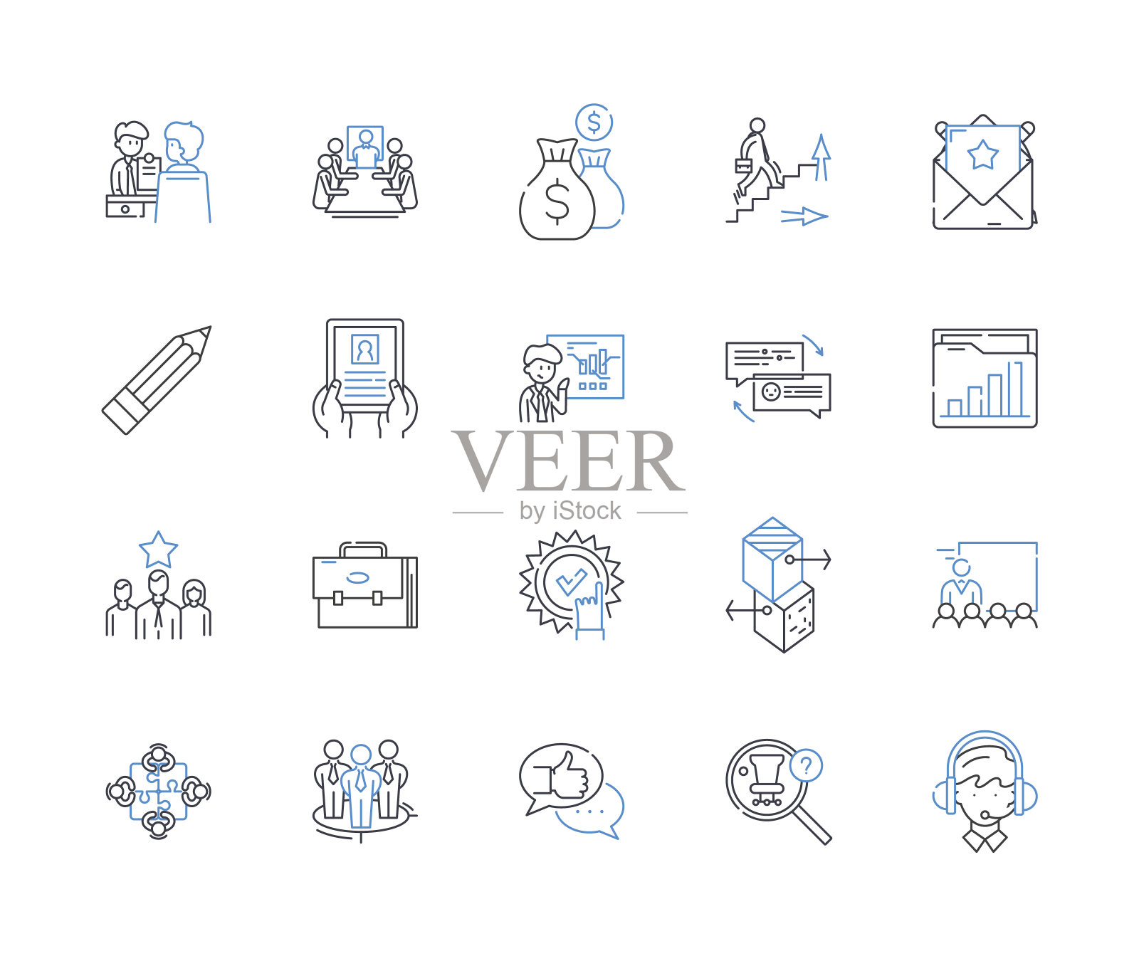 劳动力优化线图标收集。效率,精简,生产力,性能,优化,分析,自动化矢量和线性插图。整合,预测,足智多谋大纲标志集图标素材