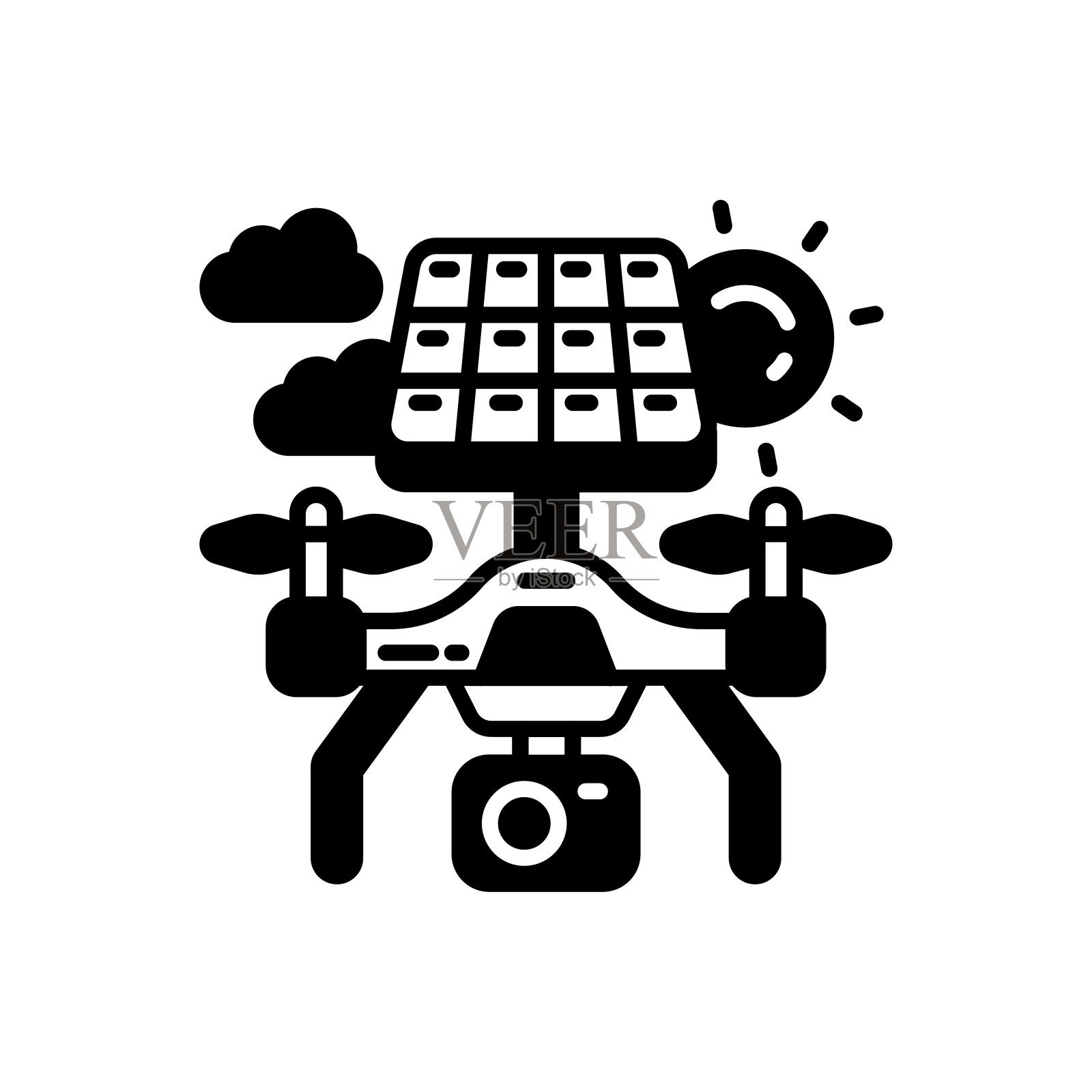 太阳能无人机图标在矢量。标识插画图片素材