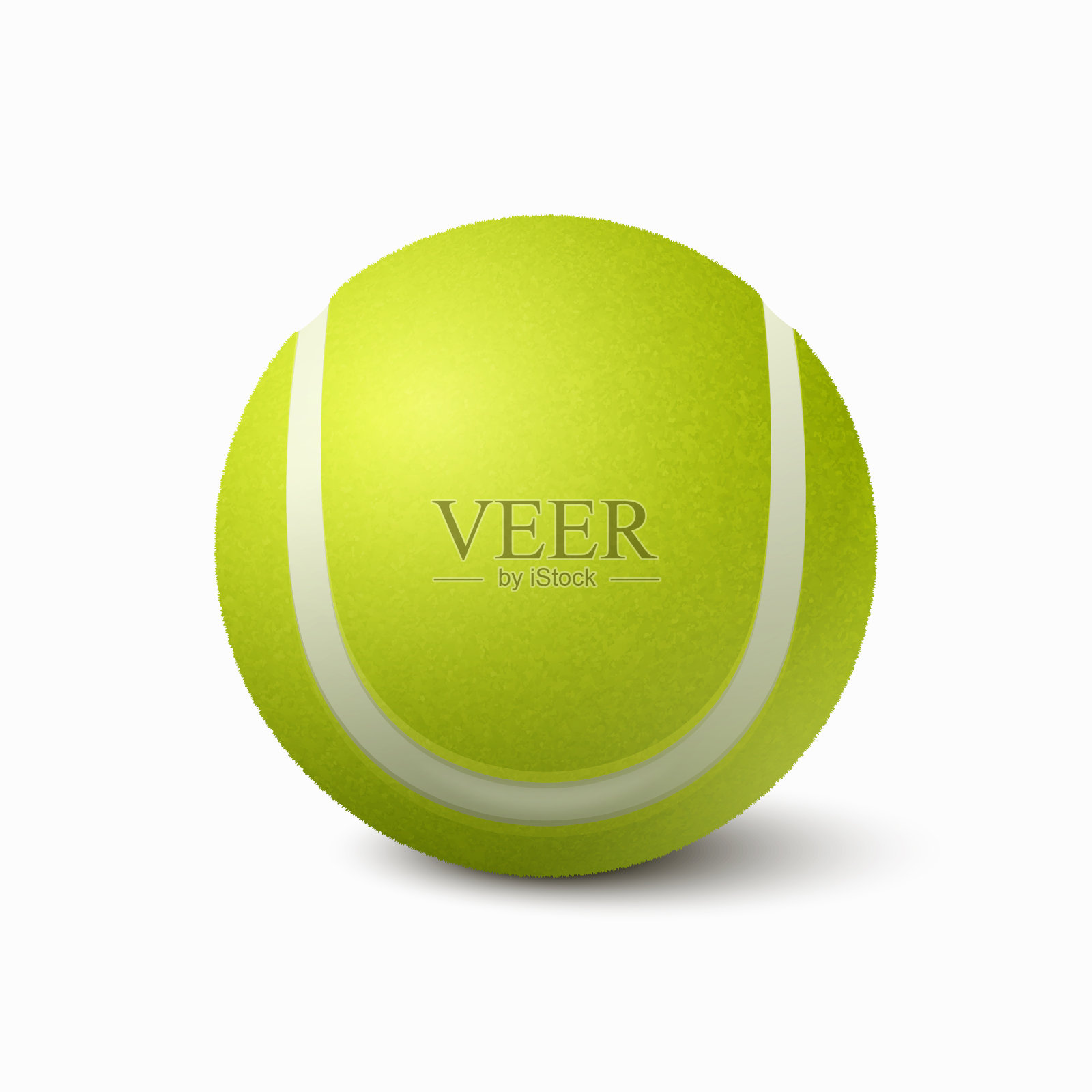 矢量3d逼真的绿色纹理网球图标特写隔离在白色背景上。网球设计模板的运动概念,比赛,广告。前视图。矢量图插画图片素材