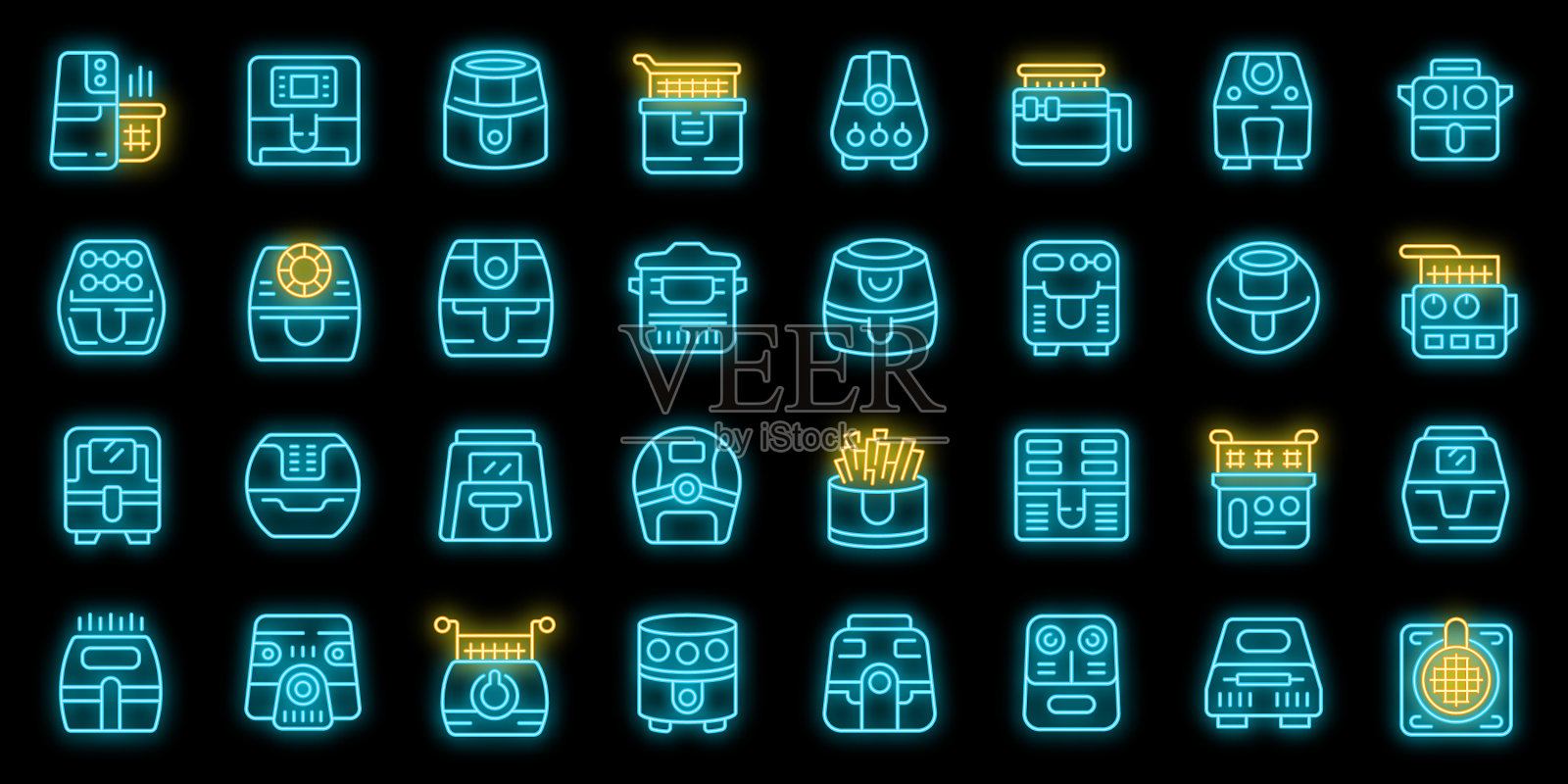 空气炸锅图标设置霓虹灯图标素材