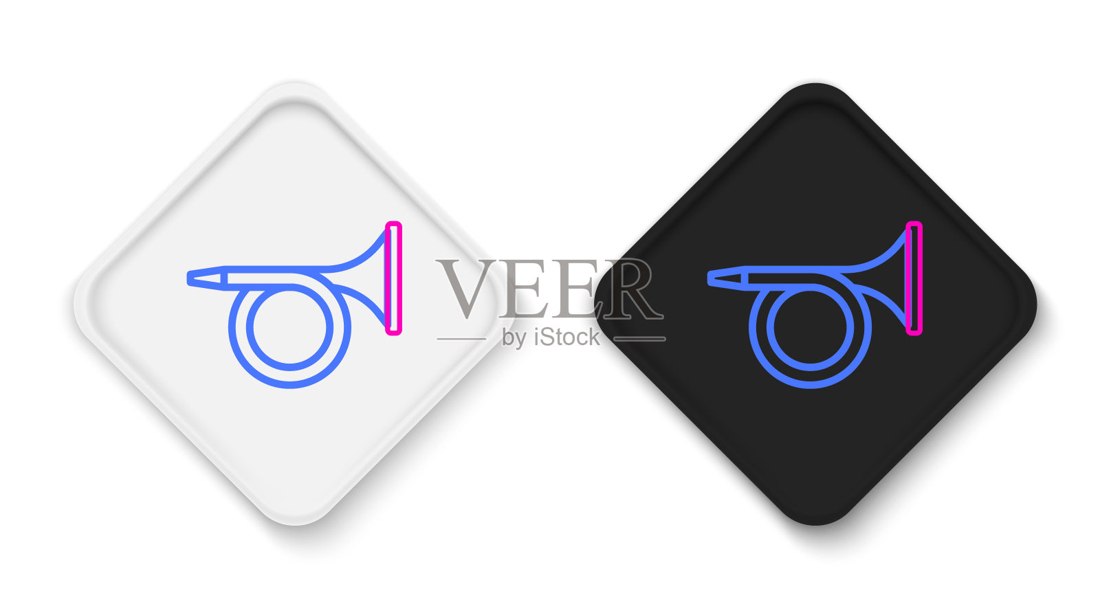 线喇叭图标孤立的白色背景。乐器。色彩缤纷的轮廓概念。向量图标素材