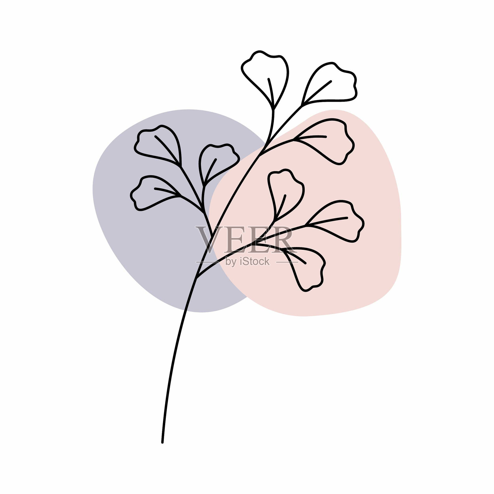 粉彩树叶,最小,矢量插图,装饰,可爱,美丽的壁纸插画图片素材