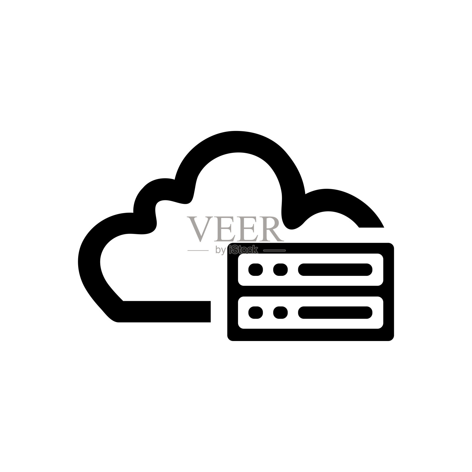 云服务器维护平面黑色图标隔离在白色背景矢量插图| Seo图标插画图片素材