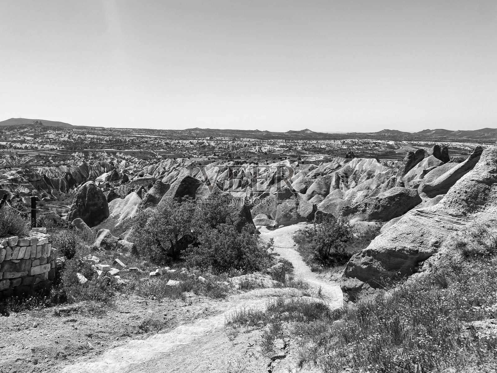 童话烟囱,戈雷梅附近的岩层,美丽的黑白摄影自然景观,卡帕多西亚,土耳其照片摄影图片