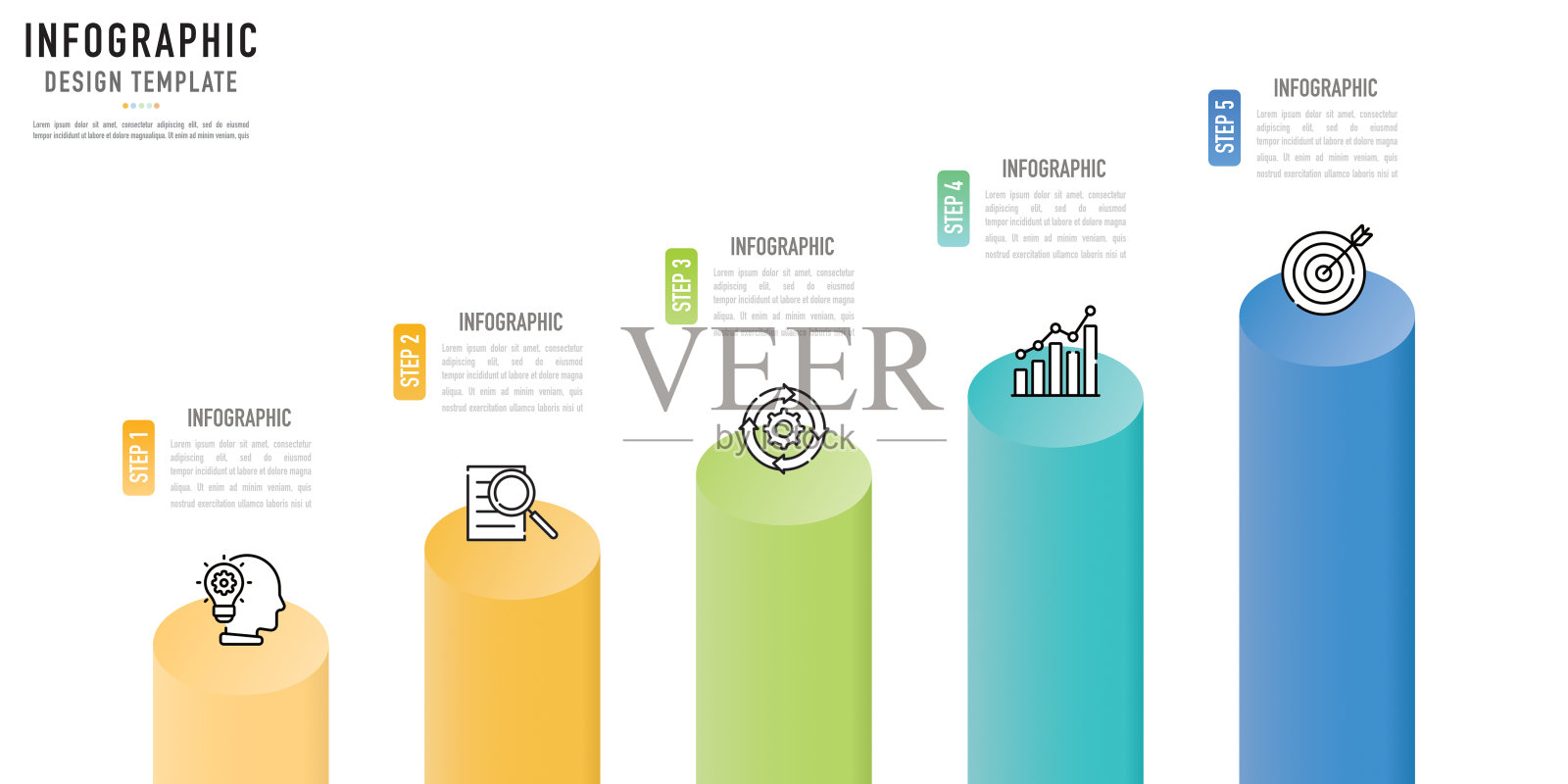用于商业演示的圆形条形或柱形信息图插画图片素材