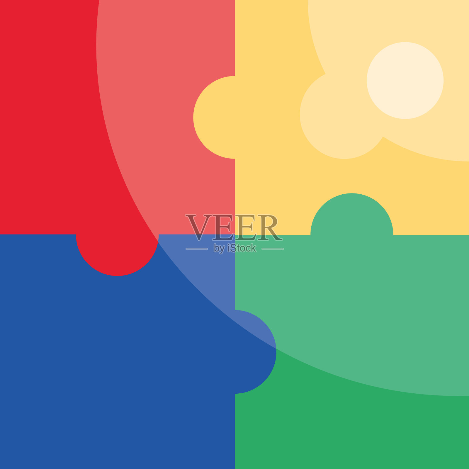 四个拼图游戏插画图片素材