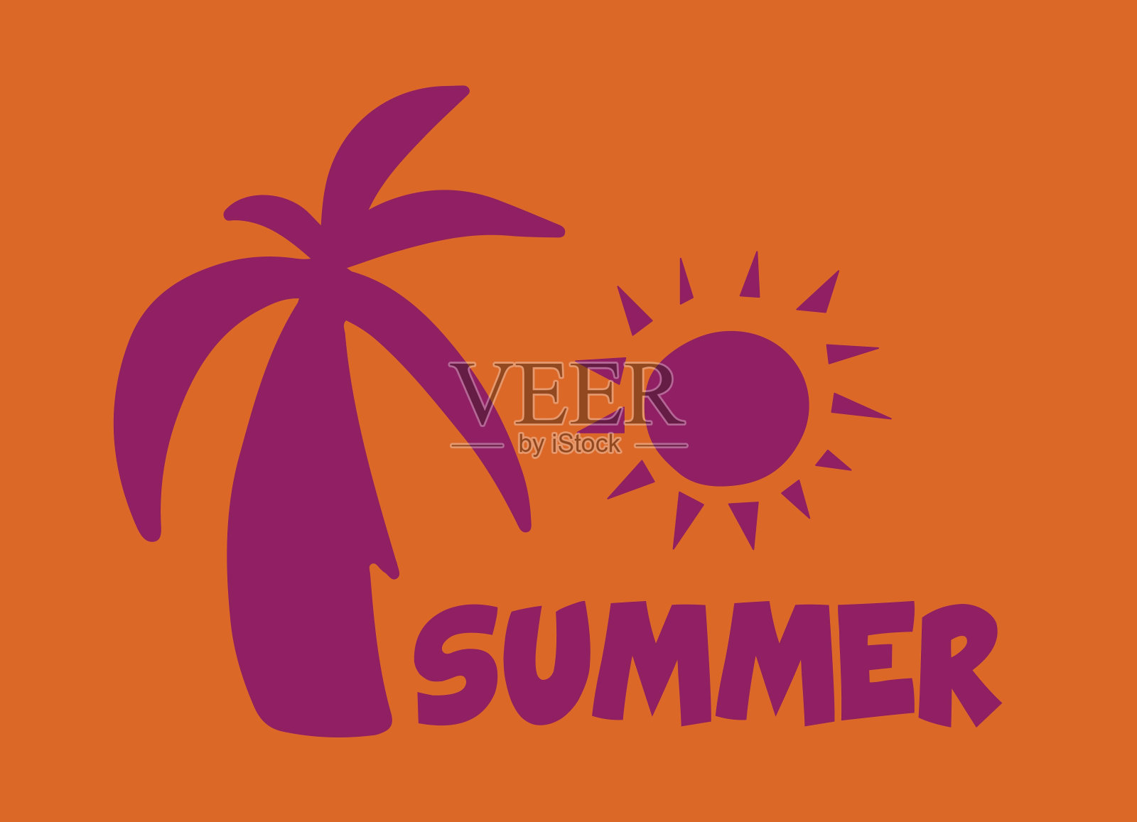 五颜六色的美丽的夏季贴纸。夏季航海手绘字母矢量集。明亮的装饰设计元素集。所有的物体都是分开的。手绘的。矢量插图。插画图片素材