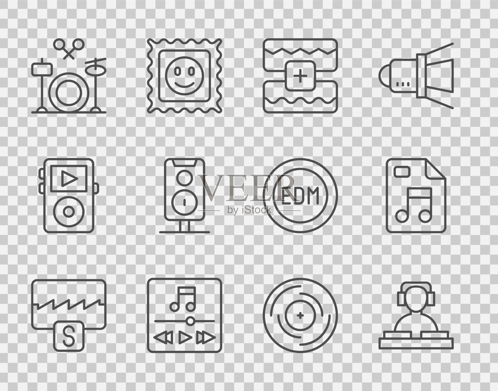 设置线音乐波均衡器DJ播放音乐图标素材