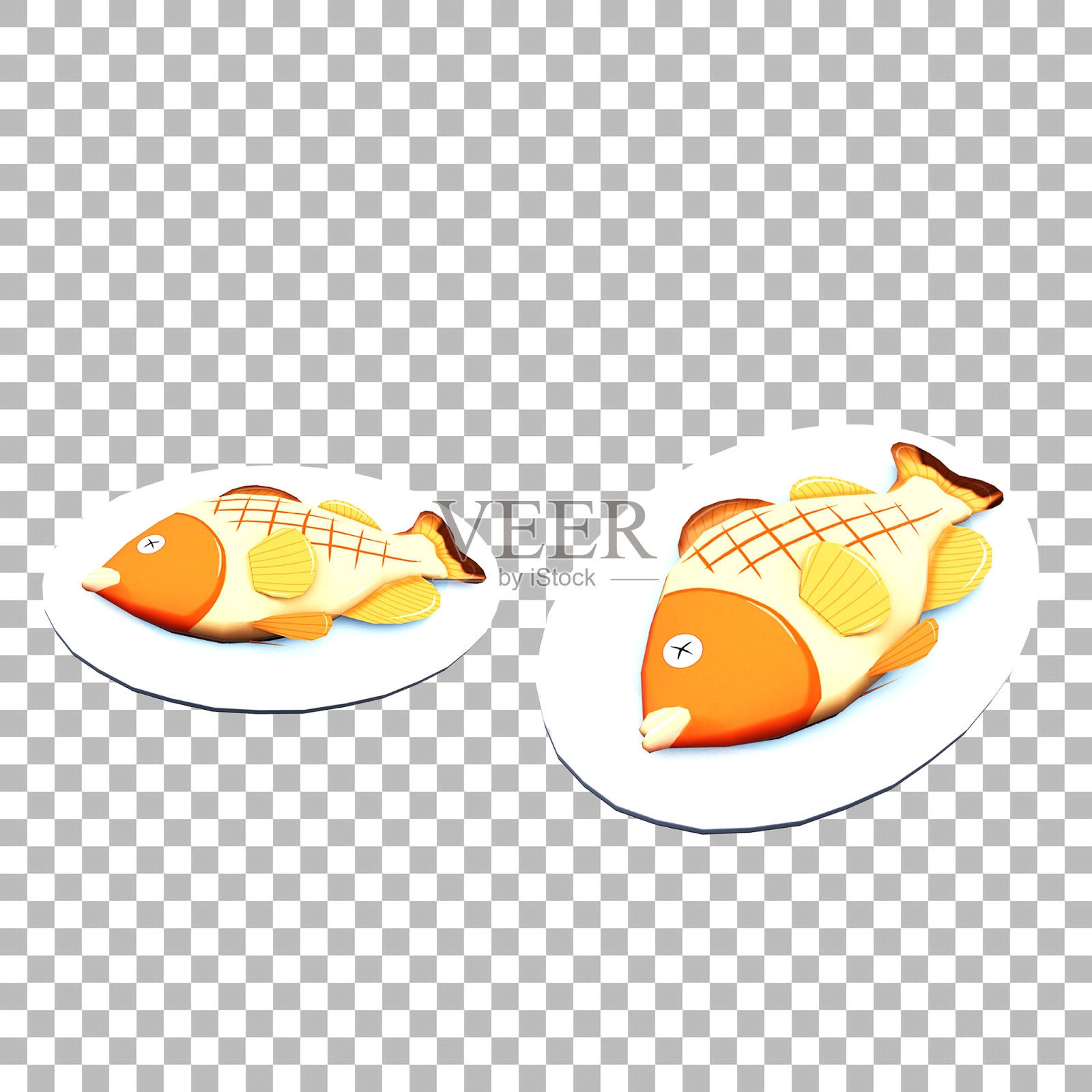 鱼配酱汁和一片柠檬放在盘子里。照片摄影图片