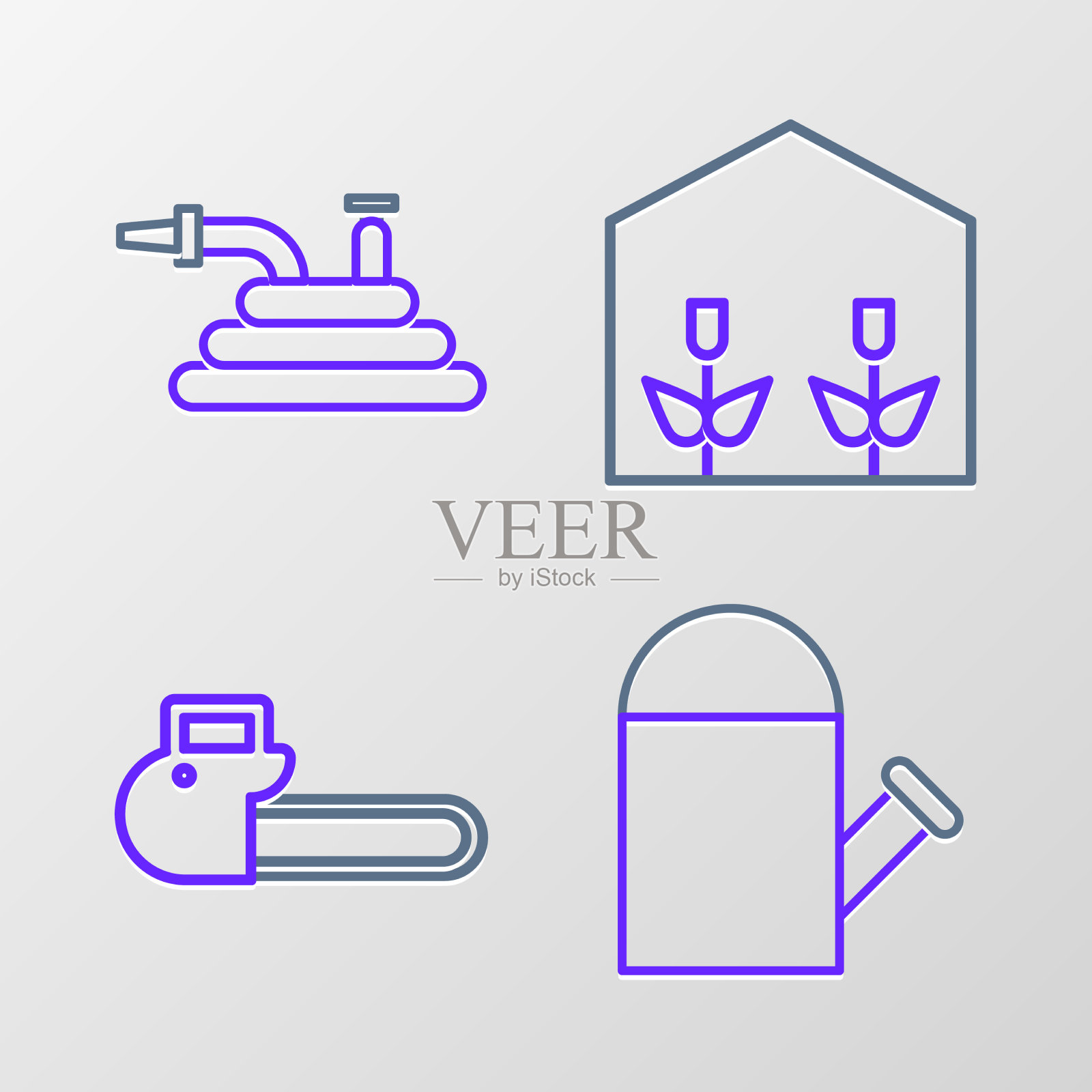 套线喷壶电锯家庭温室图标素材