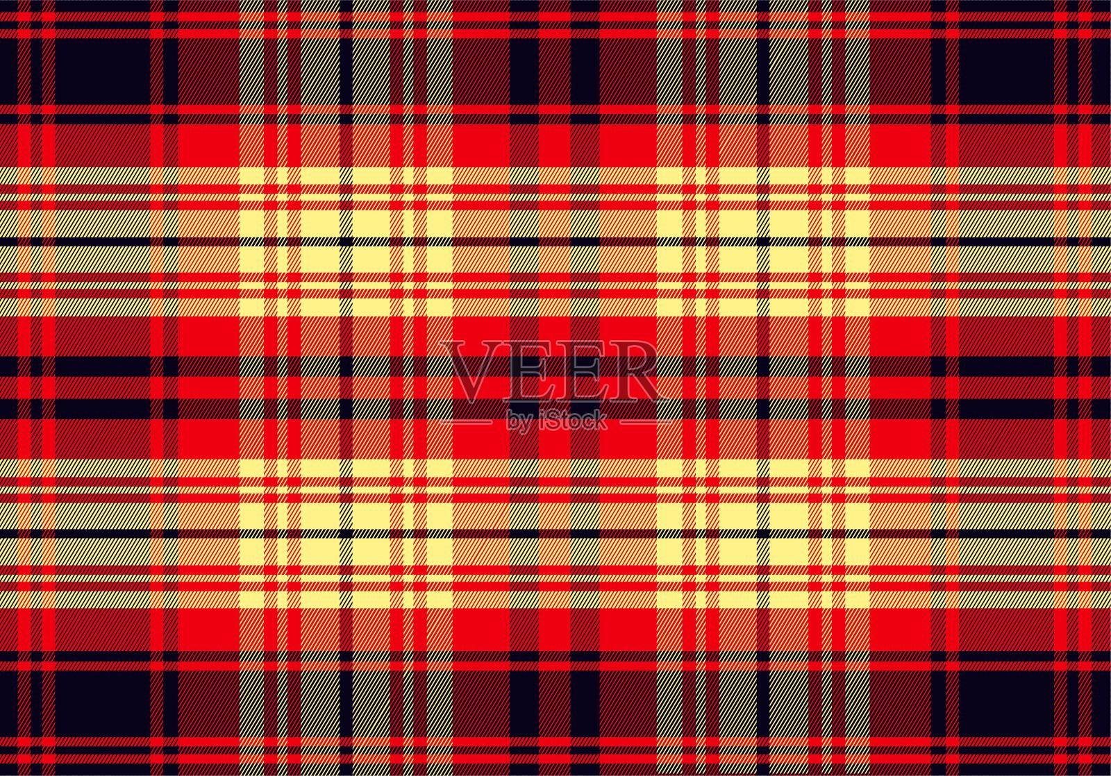 格纹几何无缝设计。织物纺织格子布斯图尔特苏格兰花呢花呢羽绒被瓦。背景苏格兰方格呢羊毛围巾条纹和复古的斯图尔特纺织品风格。 texturecloth。插画图片素材