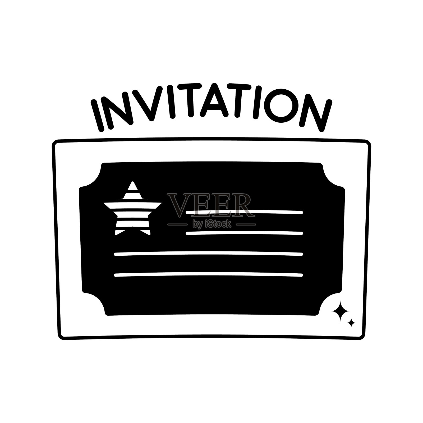邀请卡涂鸦矢量轮廓图标。EPS 10文件插画图片素材