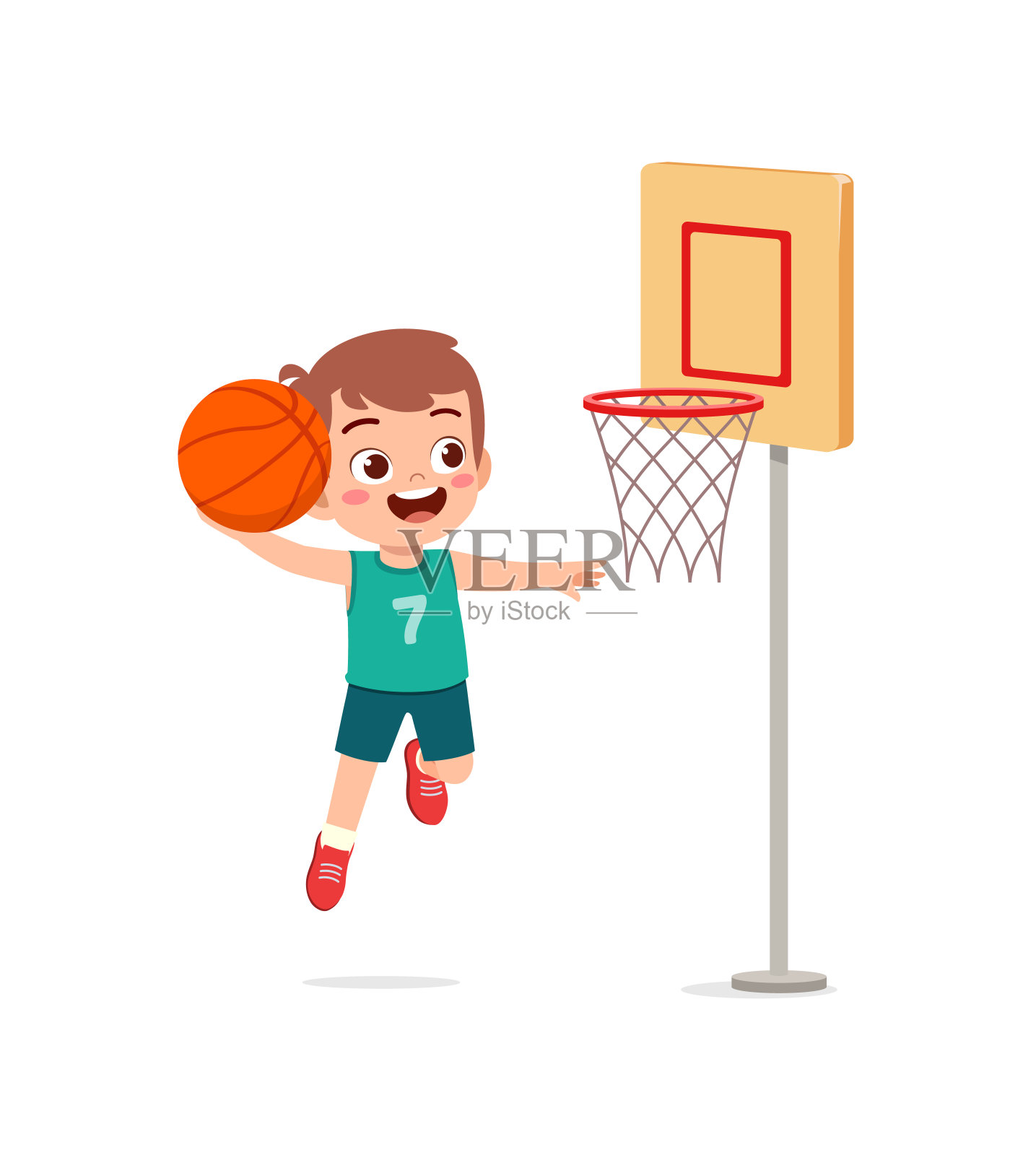 小孩子打篮球,感到快乐插画图片素材