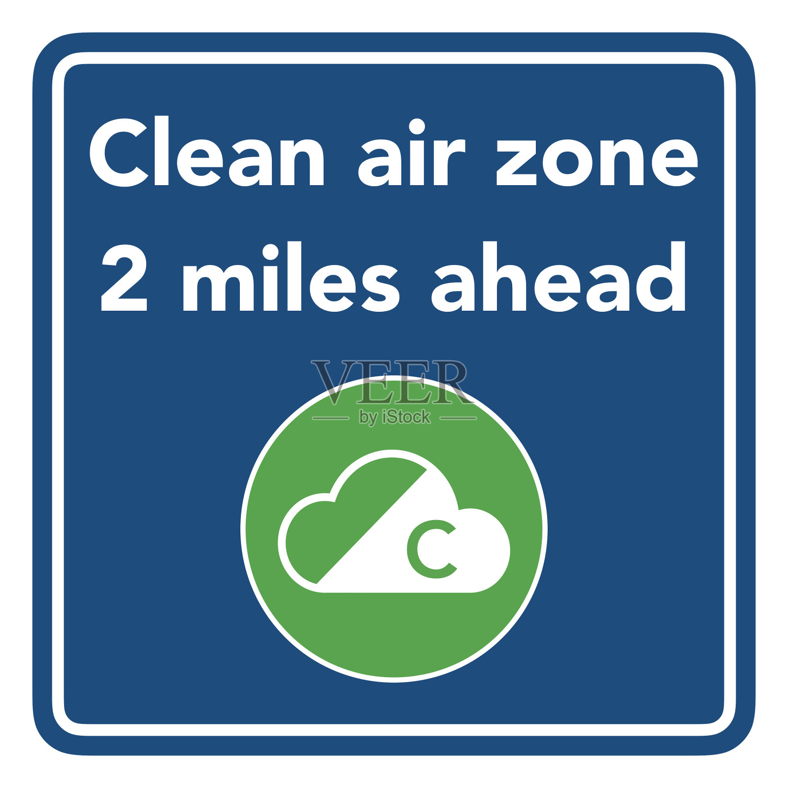 前方空气洁净区交通标志说明插画图片素材