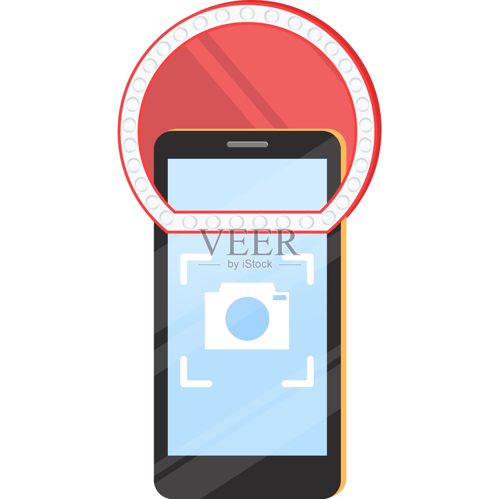 微距摄影装置用于手机矢量图标设备,用于视频手机拍摄插画图片素材