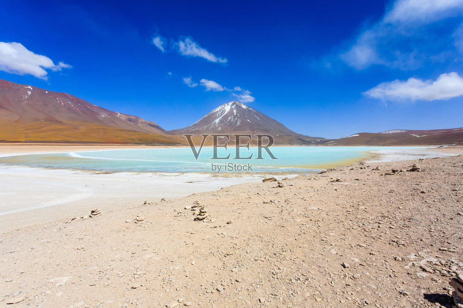 绿色的拉古纳佛得岛,玻利维亚照片摄影图片