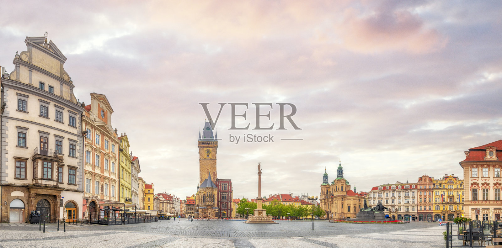 布拉格老城广场全景照片摄影图片