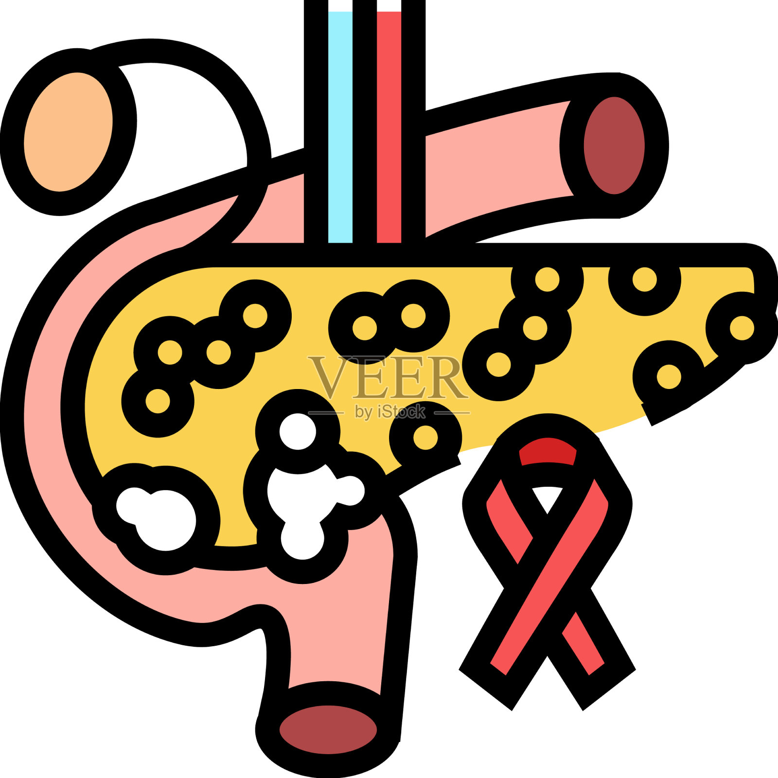胰腺癌彩色图标设计元素图片
