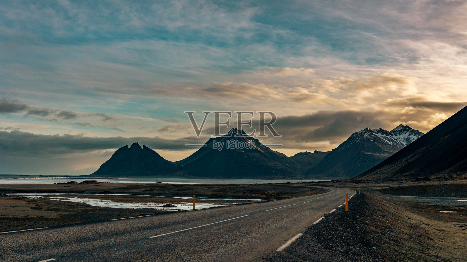 维斯特拉霍恩,大海和冰照片摄影图片