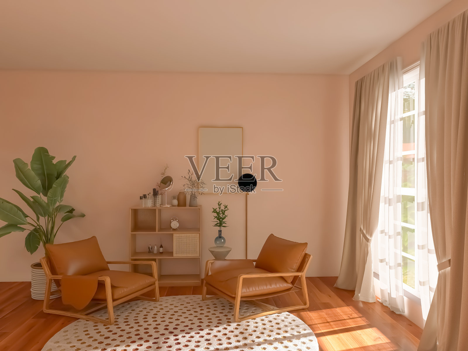 客厅室内3d渲染,3d插图照片摄影图片