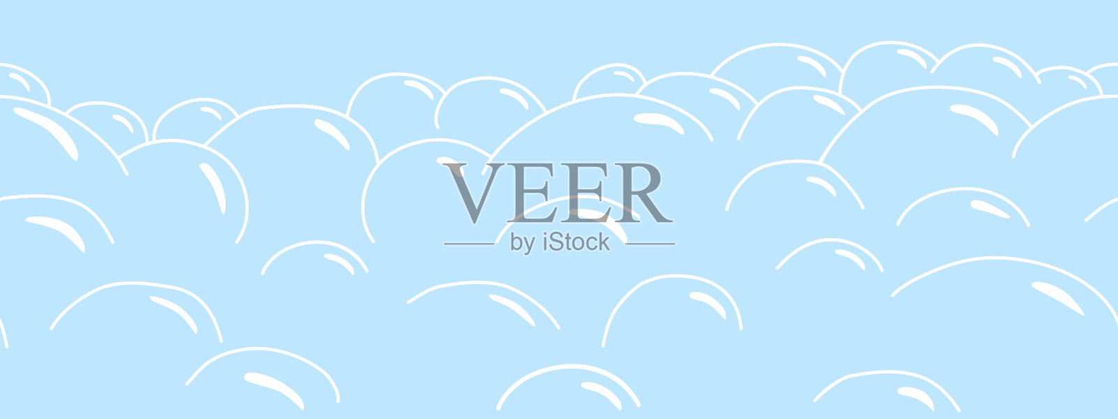 肥皂泡无缝边界上的蓝色背景,矢量插画图片素材