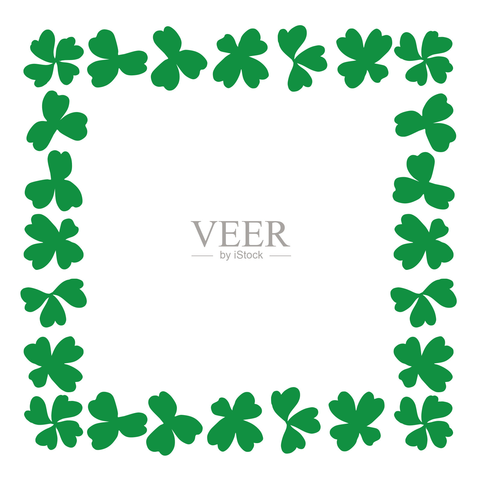 方形框架与三叶草植物和地方为您的文字。插画图片素材