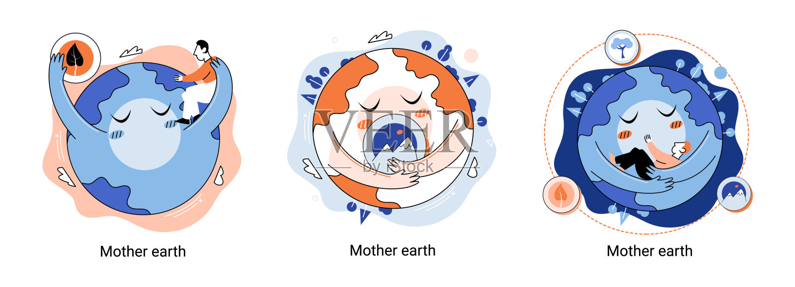 国际地球母亲日比喻。象征着爱和关心我们共同家园的节日插画图片素材