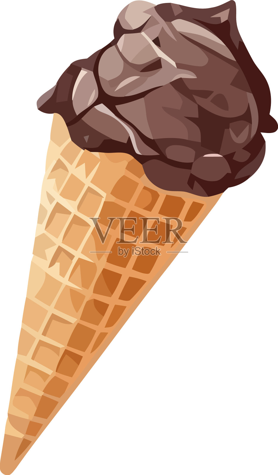 美味的巧克力甜筒冰淇淋插画图片素材
