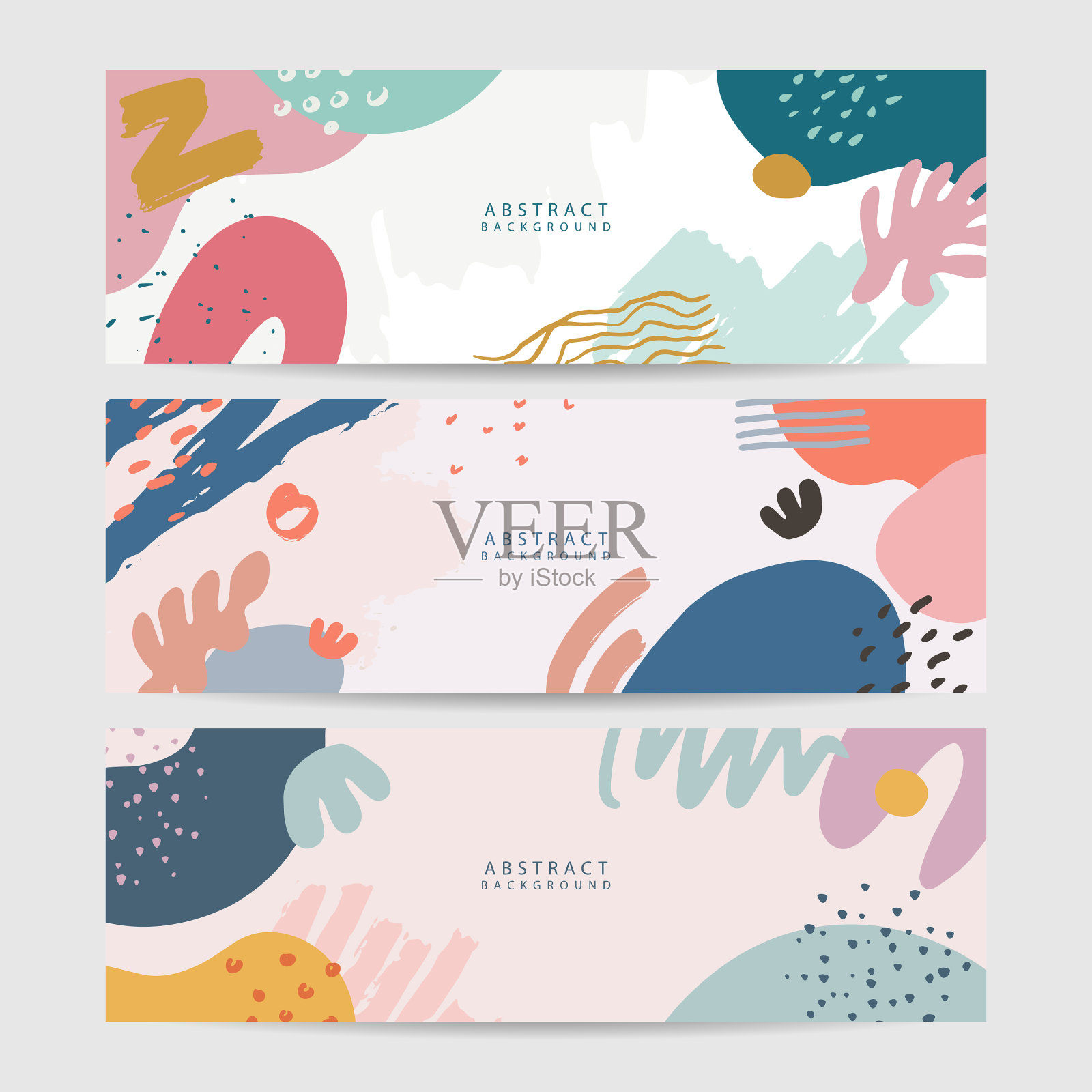 一套大地色调的彩色最小有机花卉插画图片素材