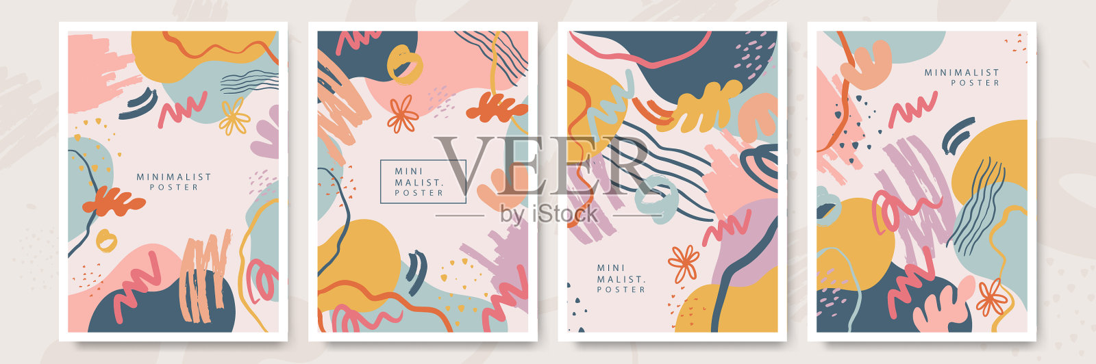 一套抽象的新潮手绘形状和插画图片素材