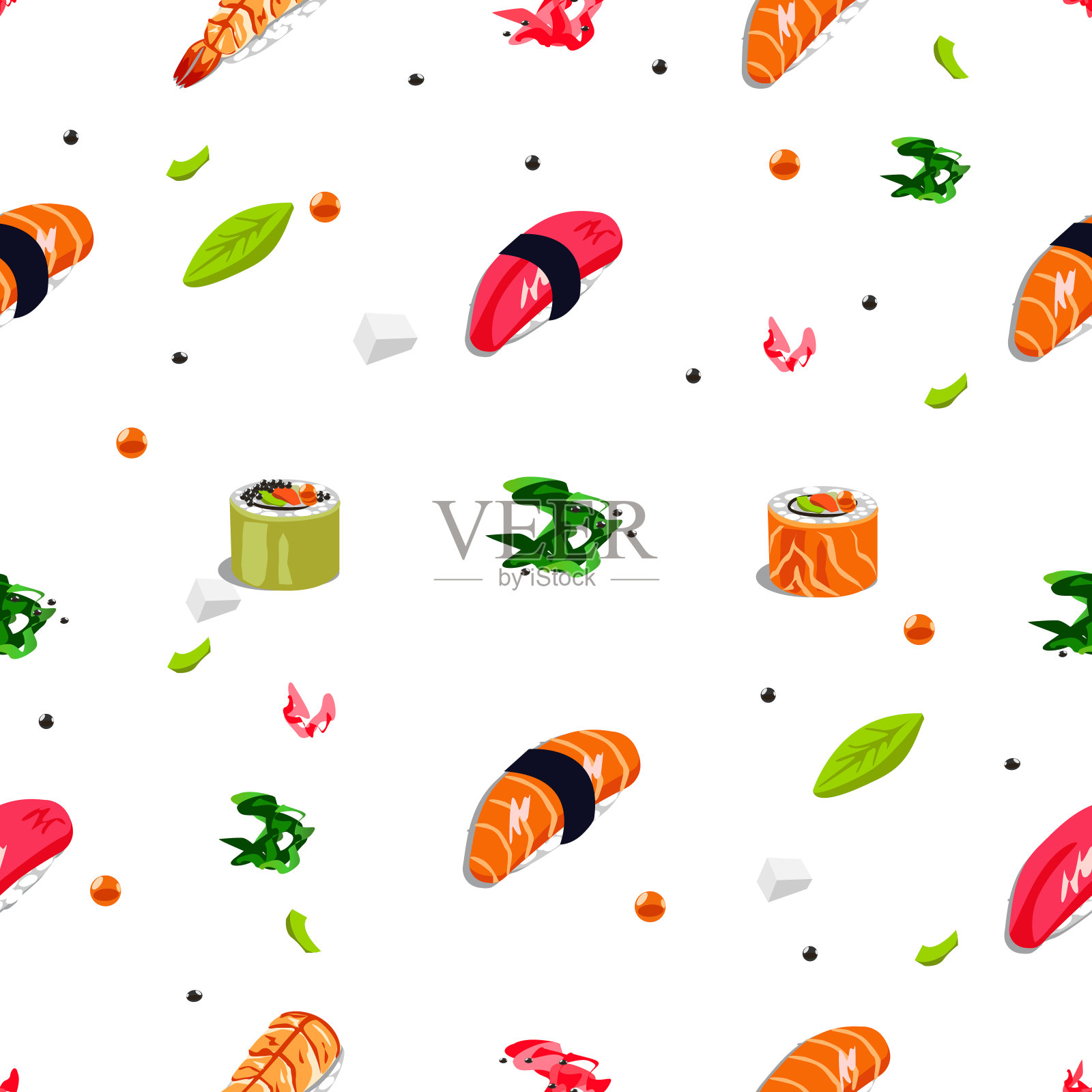 日本食品无缝模式插画图片素材