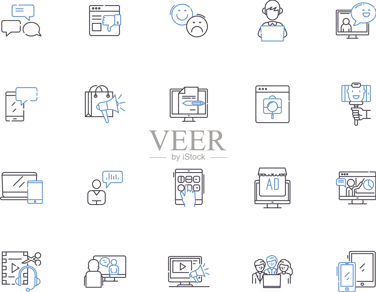 社交媒体概述图标收集社交图标素材