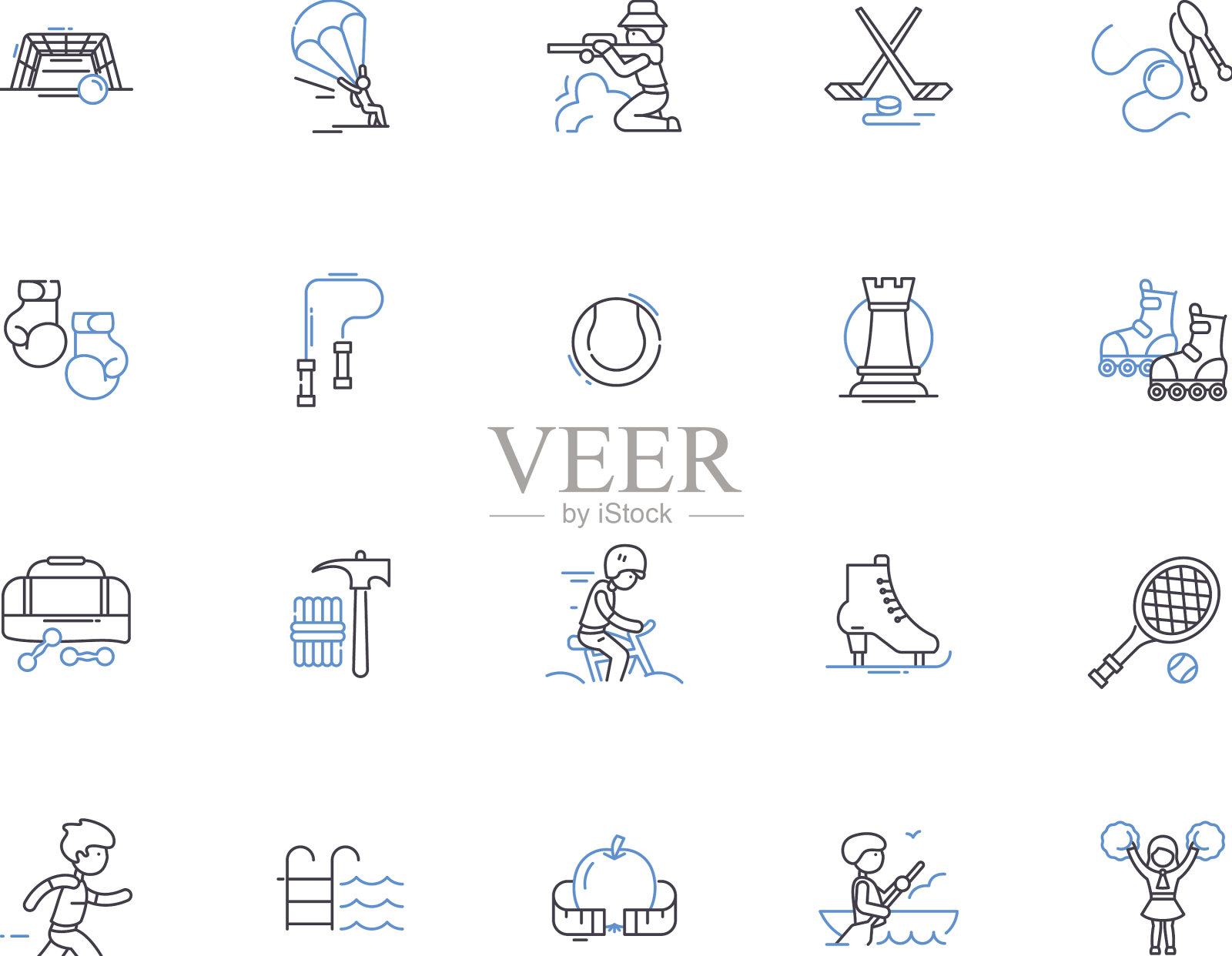 运动器材轮廓图标收集球拍图标素材