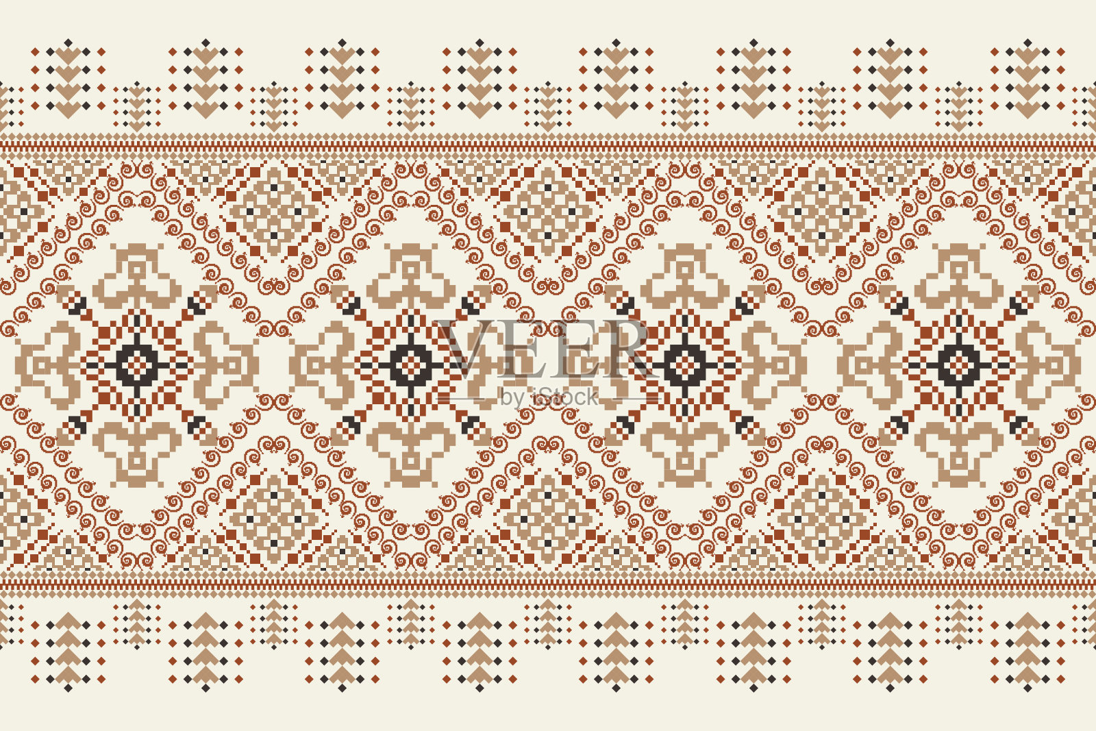 花十字绣刺绣在白色的背景插画图片素材