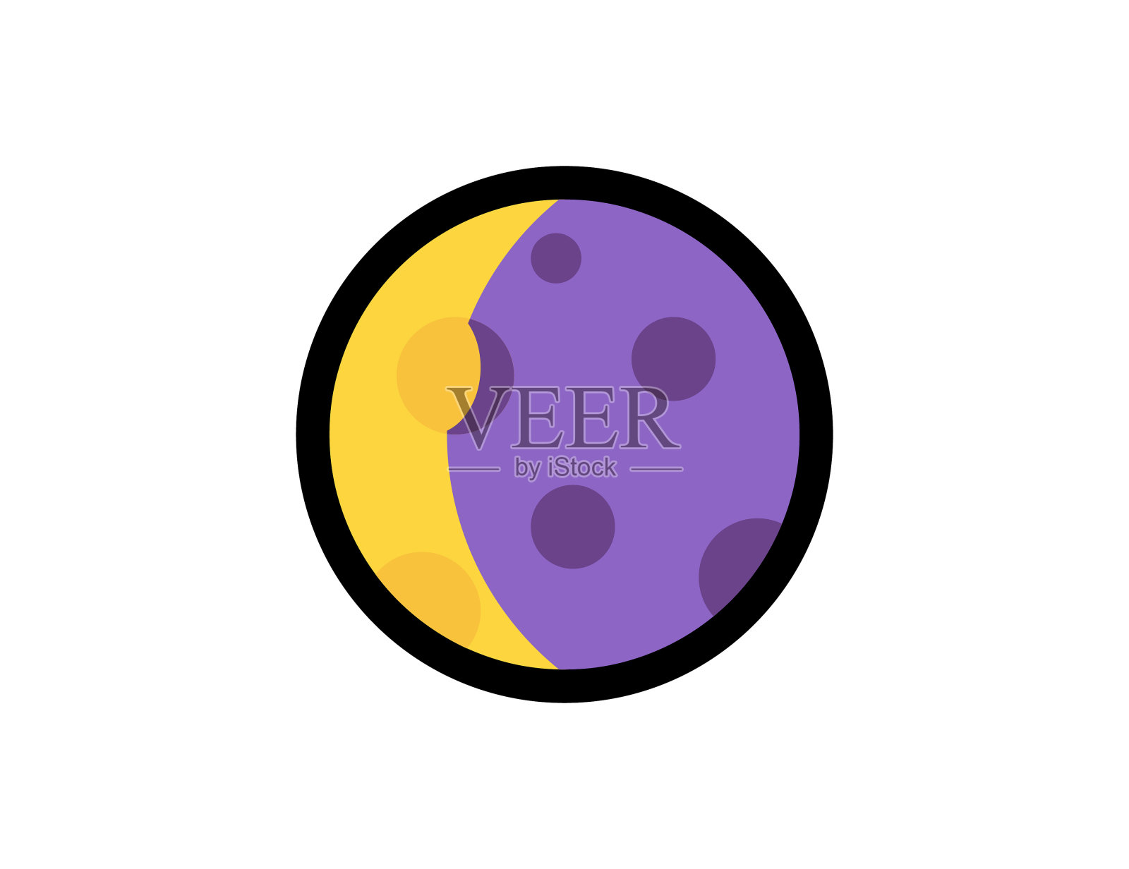 白色背景上的新月矢量图标。新月表情符号插图。孤立的新月矢量表情符号插画图片素材