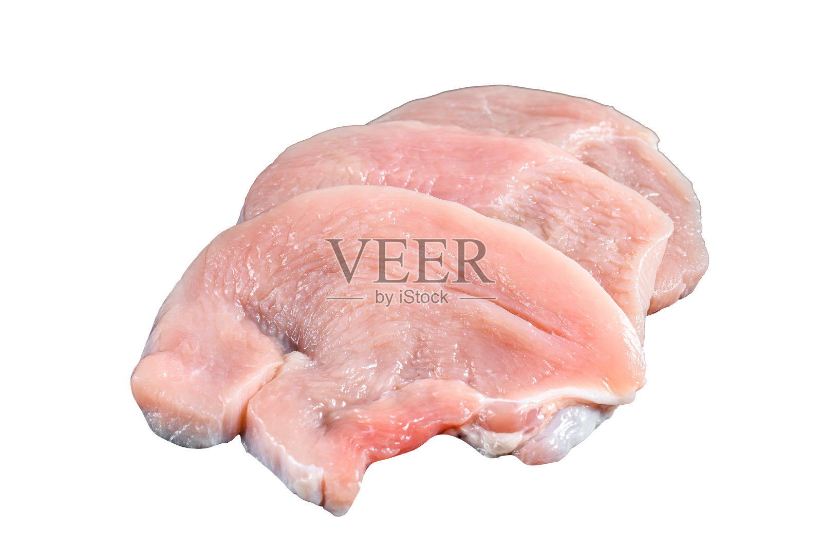 生火鸡牛排。有机禽肉。孤立在白色背景上。照片摄影图片