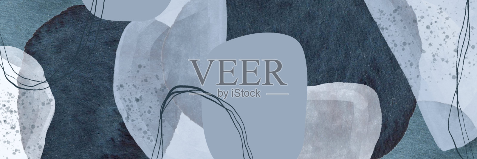 Abstract blue navy contemporary background. Modern Art. Spots, lines, strokes, splashes, texture brush. Hand drawn.插画图片素材