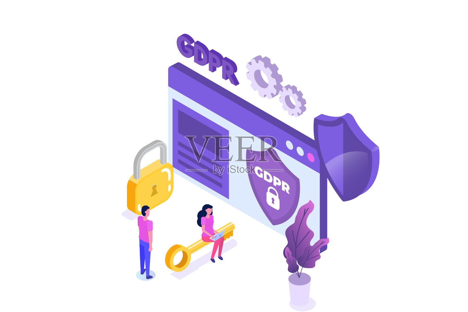 通用数据保护条例- GDPR等距概念。矢量插图。插画图片素材