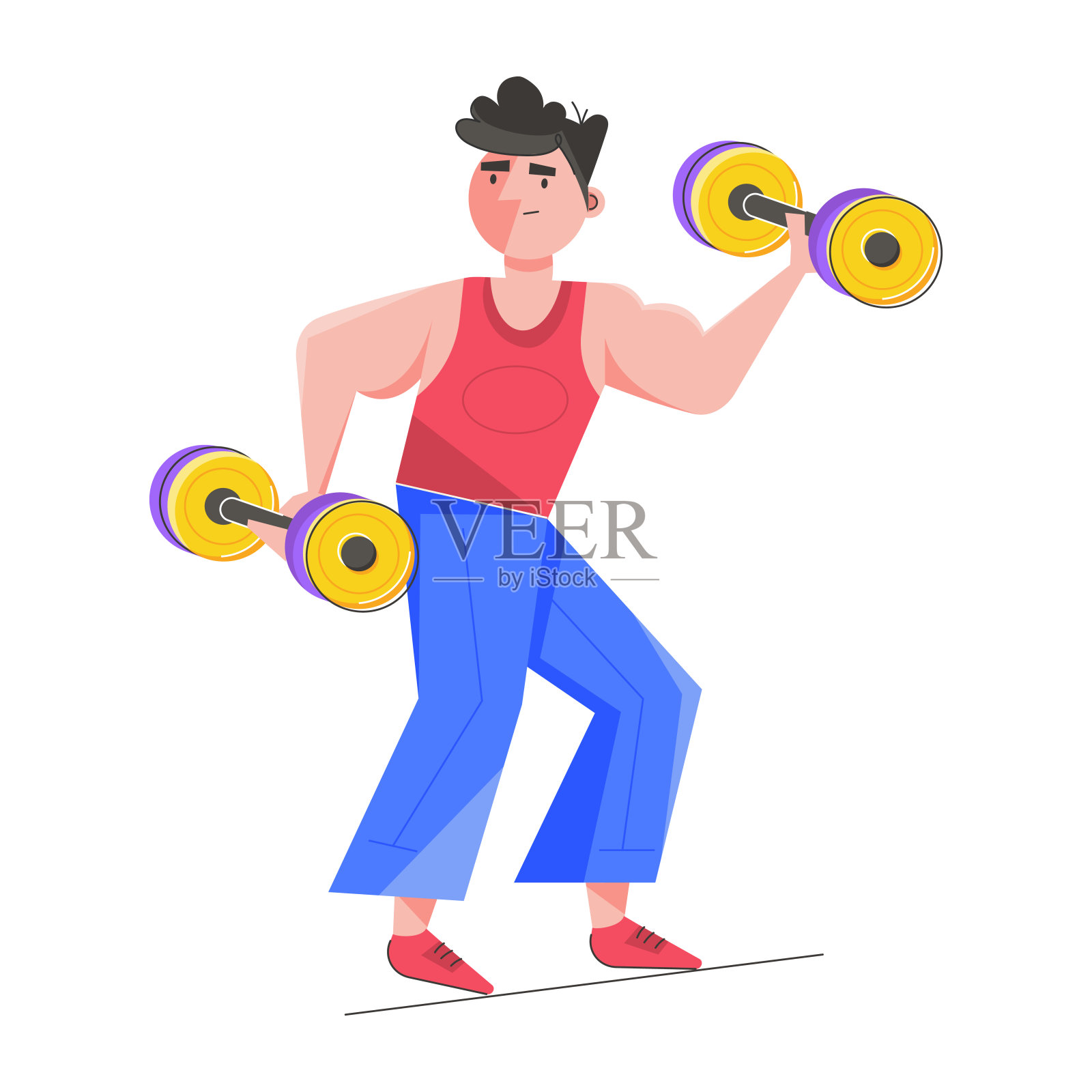 哑铃操插画图片素材