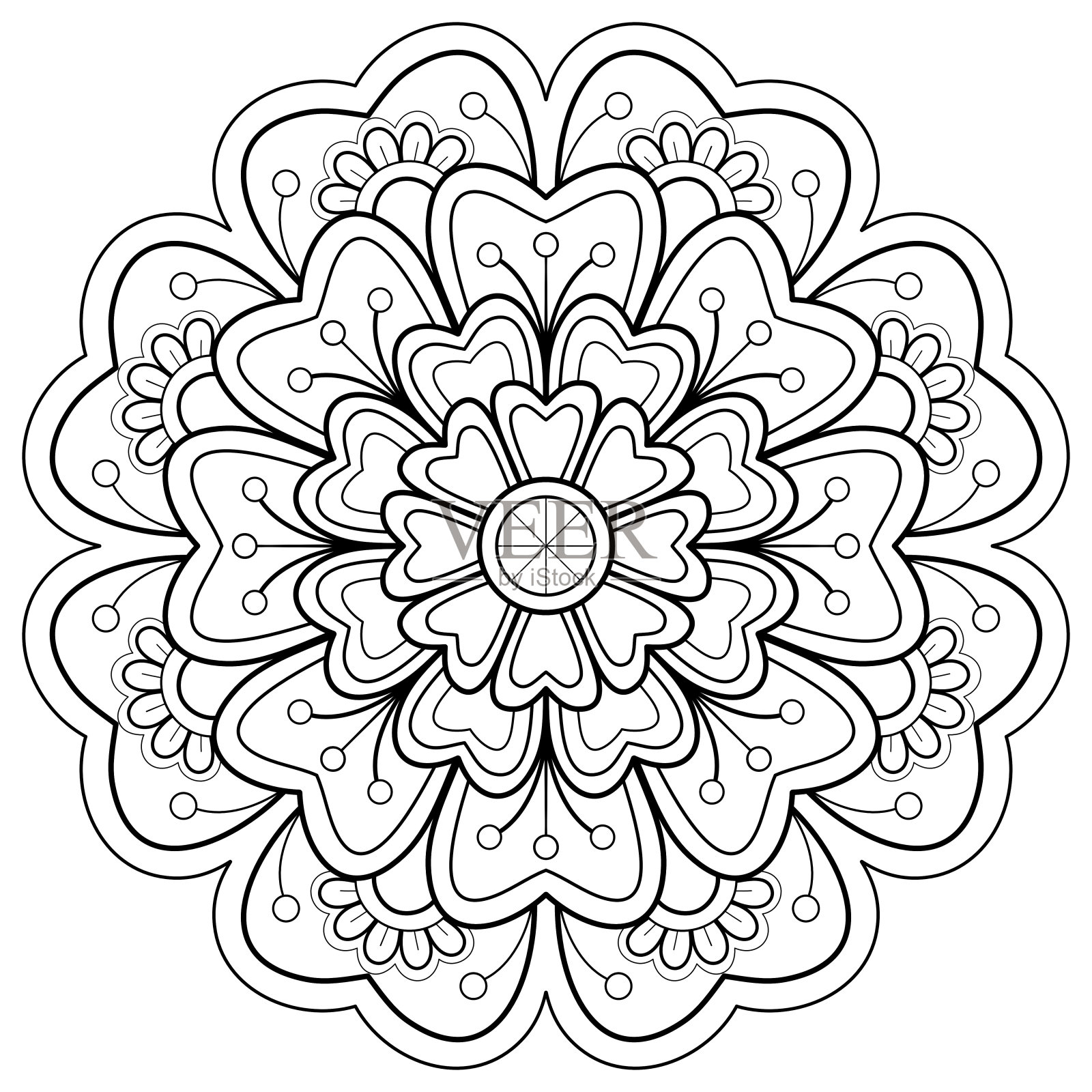 曼荼罗图案着色书插画图片素材