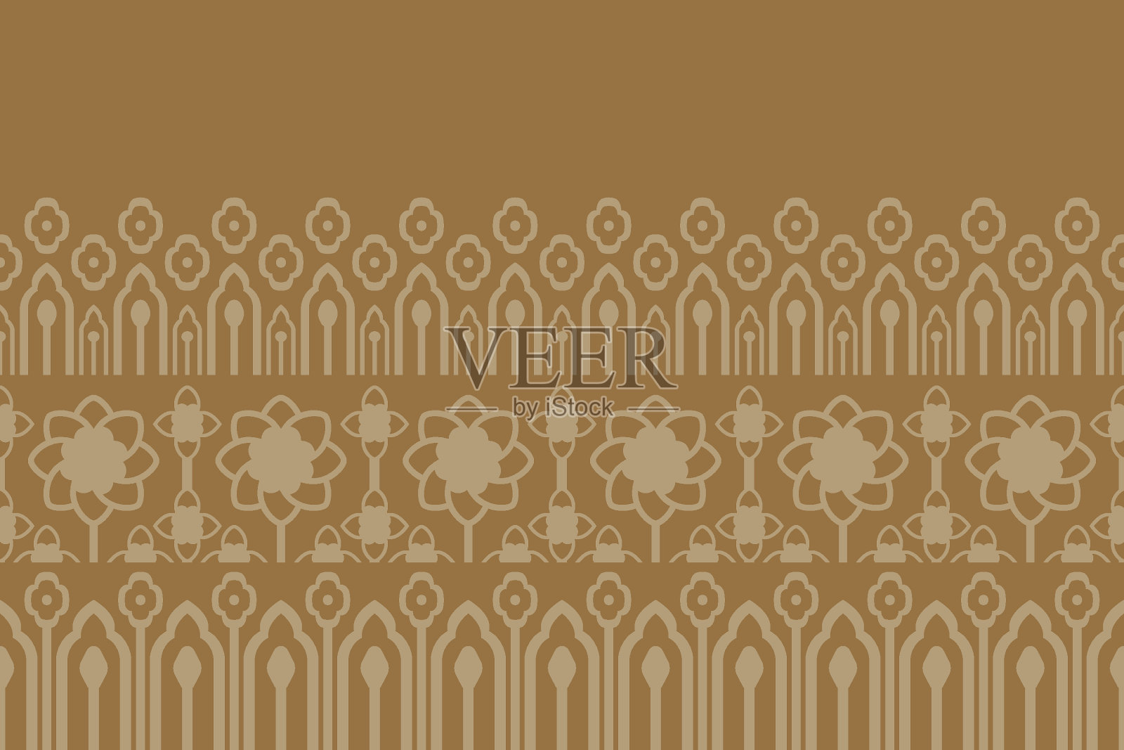 几何无缝图案民族花卉传统仿古金边设计织物,玻璃,纺织品插画图片素材